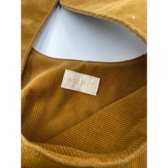 Merit Beauty Signature Cosmetic Makeup Bag Brown Corduroy Tie-Top Pouch NWT - Picture 7 of 11